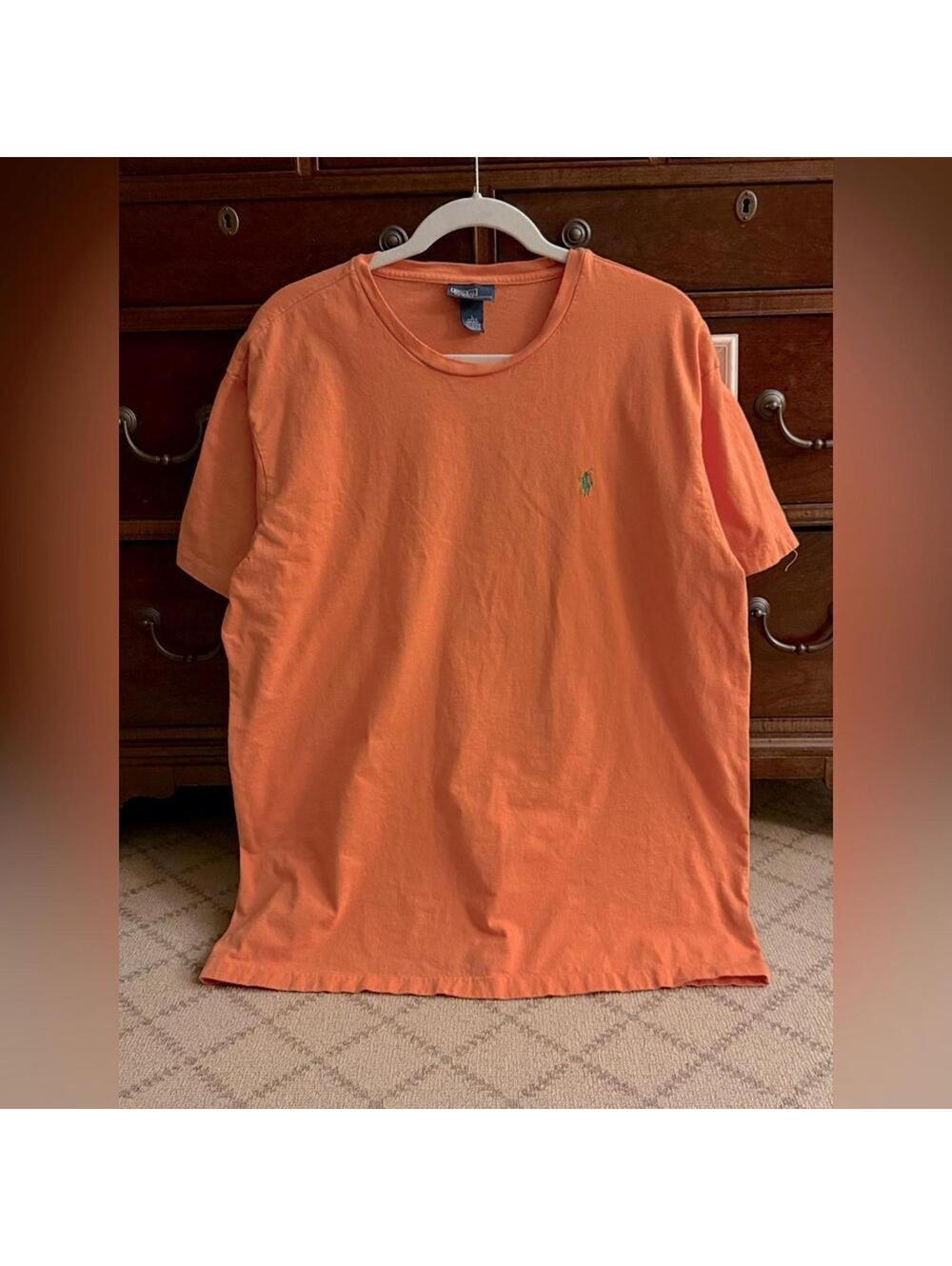 Polo Ralph Lauren orange short sleeve T-shirt w embroidered green logo L